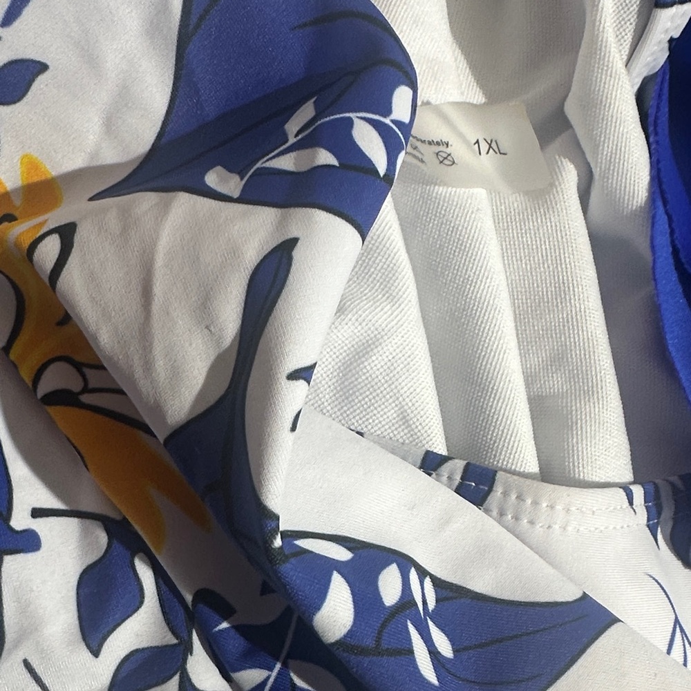 SHEIN Cobalt Blue and White One-Piece Swimsuit - Picture 8 of 9